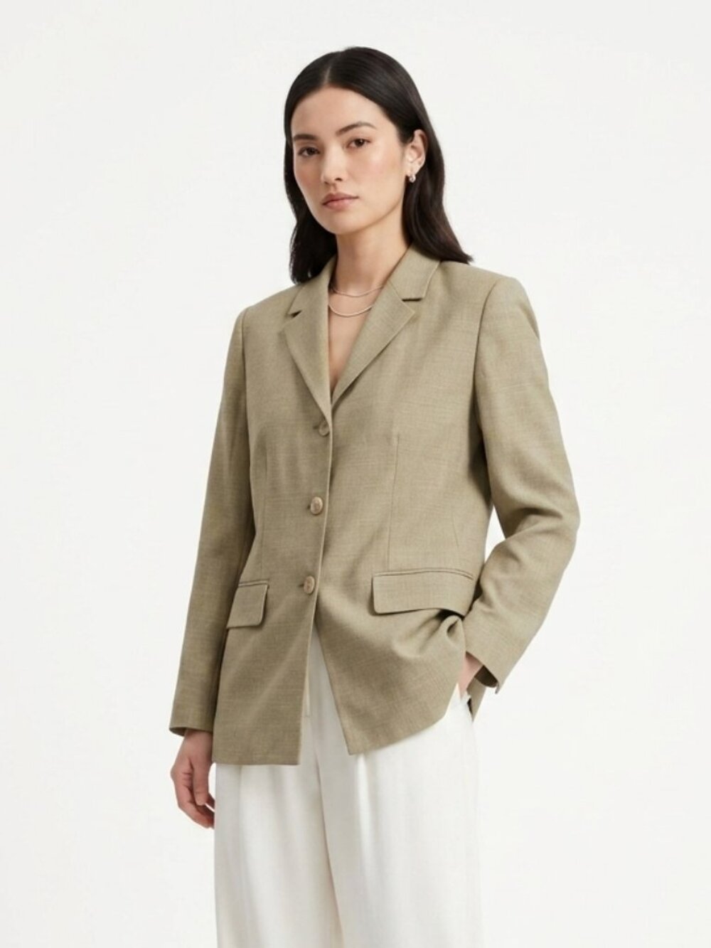 Vintage Petite Sophisticates Blazer Tan Mohair Wool Office Classic 12P